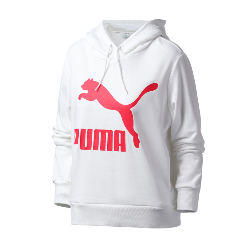【自营】PUMA彪马女装运动服休闲LOGO款连帽针织卫衣595915 S 59591502彪马白