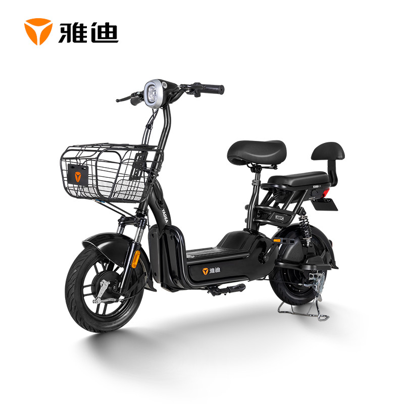 雅迪电动车 新款 小王子精致版 新国标 电动自行车48V12AH 铅酸电池 电瓶车 黑色