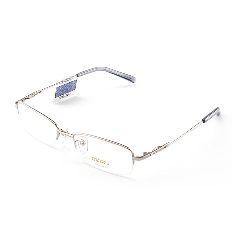 SEIKO精工 眼镜框男款半框纯钛基础系列眼镜架近视配镜光学镜架H01061 52mm 02银色