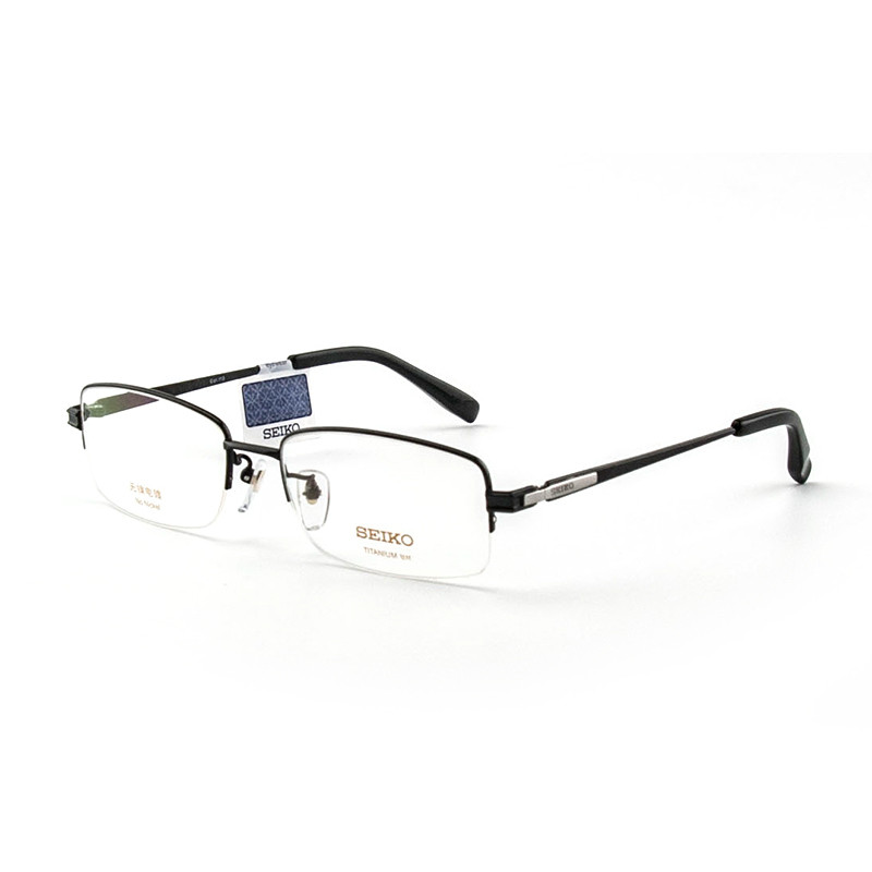 SEIKO精工 眼镜框男款半框钛材质经典系列眼镜架近视配镜光学镜架 HT01080 55mm 113黑色