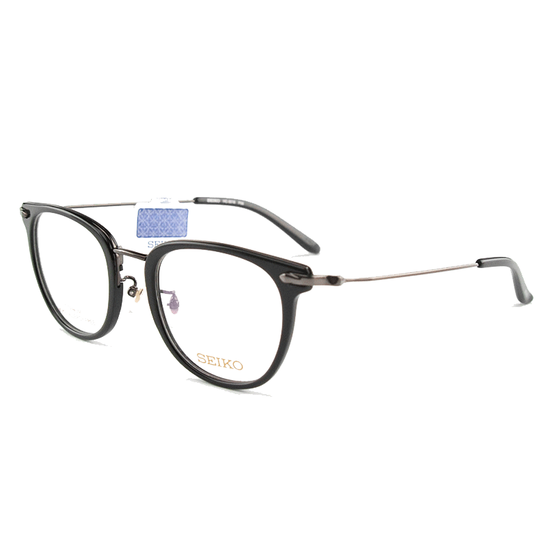 SEIKO精工 眼镜框男女款全框钛材质商务眼镜架近视配镜光学镜架HC3018 50mm P06黑色