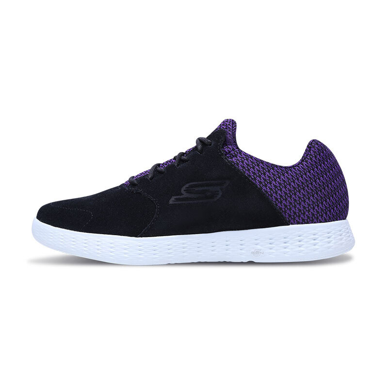 Skechers/斯凯奇反绒轻便时尚缓震绑带休闲女鞋运动鞋低帮14527 黑色/紫色/BKPR 35