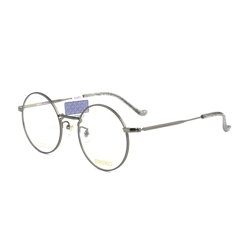 SEIKO精工 眼镜框男女款全框β-钛复古眼镜架近视配镜光学镜架HC3022 49mm 74灰色