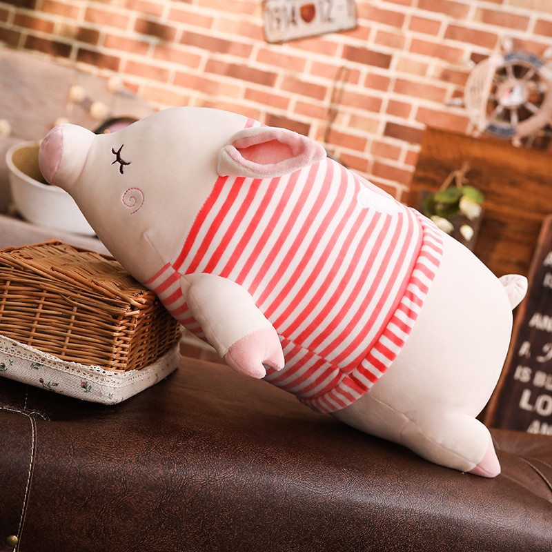 鸱吻条纹香猪抱枕毛绒玩具（60cm 红色）