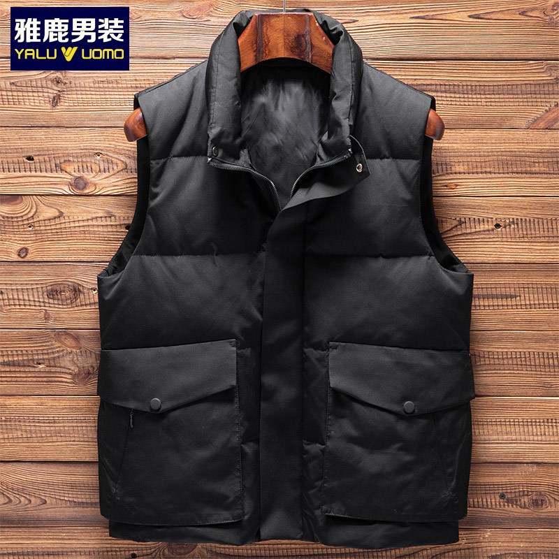 雅鹿男装冬季新品百搭立领保暖无袖男士羽绒服马甲1063YC09880 S1(黑色) 190