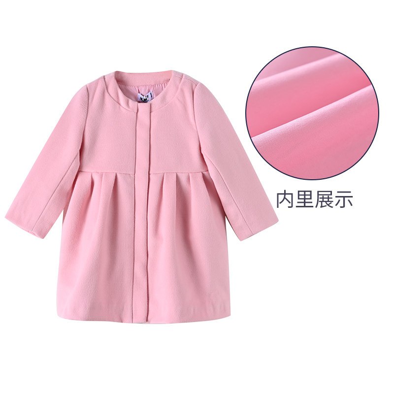 铅笔俱乐部童装2019冬季新款女童呢子大衣小童保暖外套儿童外套 90 粉红