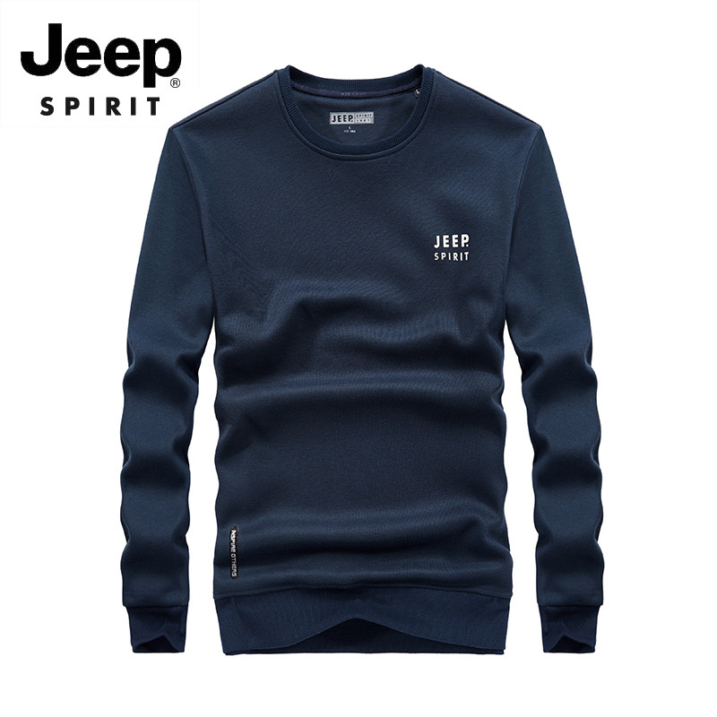 JEEP/吉普2019秋新款时尚休闲简约长袖休闲男装上衣打底衫FSM XL 蓝色