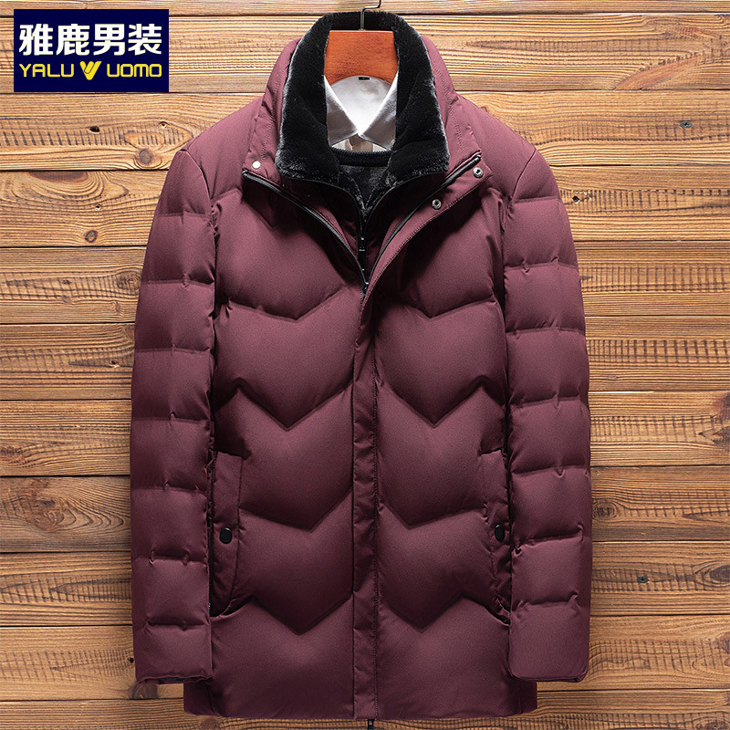 雅鹿男装冬季新品可脱卸内胆防寒保暖男士羽绒服外套WF67U1054 1048红色 175