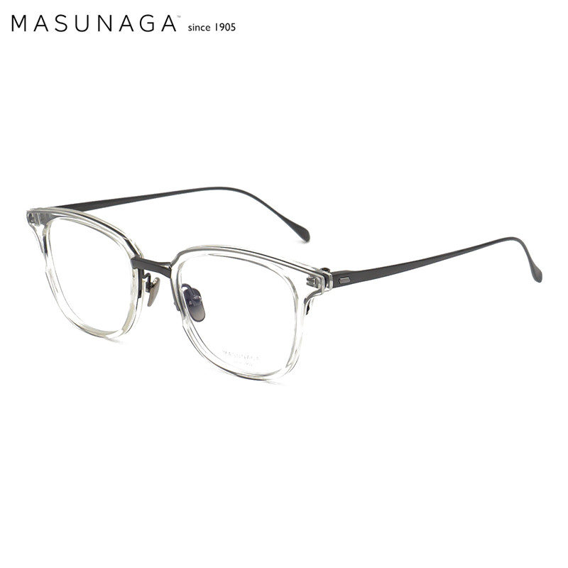 MASUNAGA增永眼镜男女复古手工全框眼镜架配镜近视光学镜架GMS-823 #B2透明
