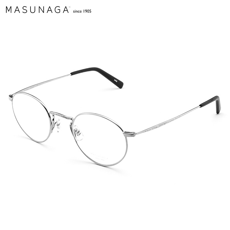 MASUNAGA增永眼镜男女复古手工全框眼镜架配镜近视光学镜架GMS-803 #62正银色