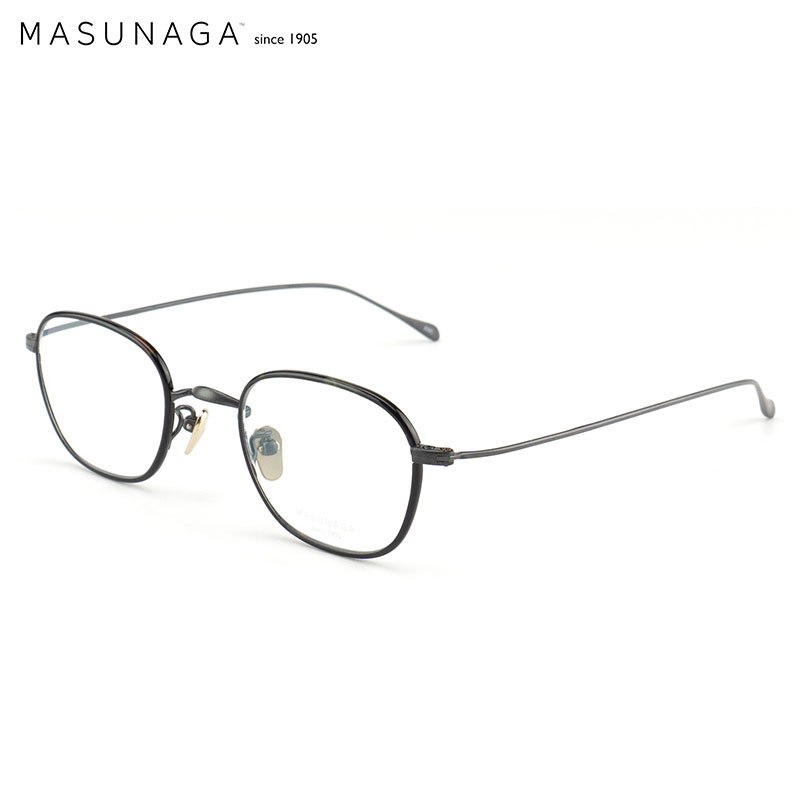 MASUNAGA增永眼镜男女复古手工全框眼镜架配镜近视光学镜架GMS-199TC #39黑框灰腿