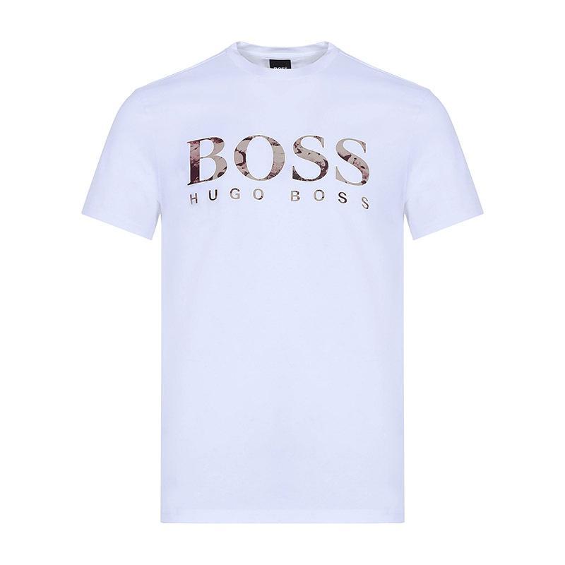 HUGO BOSS 雨果博斯 男款棉质圆领短袖T恤 50410259 100-白色 S