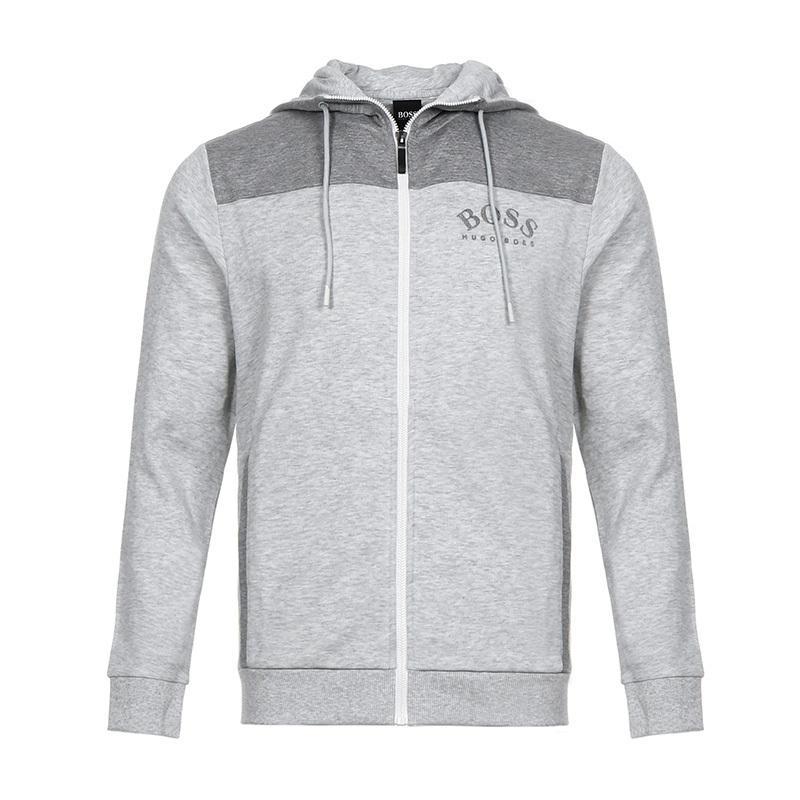 HUGO BOSS 雨果博斯 男款棉质连帽运动衫外套上衣 50410288 057-灰色 XL