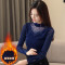 无畏衣衣2020新款女冬装韩版长袖加厚蕾丝衫女加绒打底衫上衣内搭洋气保暖雪纺小衫 58830（蓝色加绒加厚) M