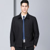 正品男装秋装商务休闲爸爸中年男士夹克衫格子中老年外套男装翻领免烫茄克官方旗舰店特卖正品 1831黑色 190/100A