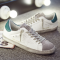 BOMINA2019新款韩版小白鞋情侣脏脏鞋平底做旧星星小脏鞋男女潮复古板鞋 反绒皮白绿色 43.