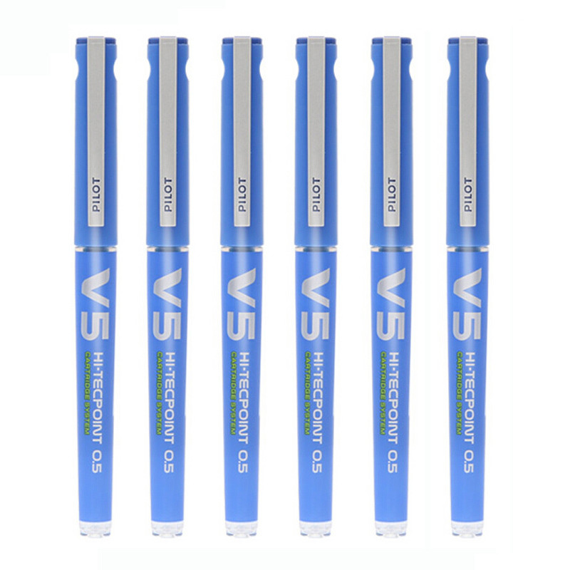 百乐（PILOT）BXC-V5可换墨胆中性笔 0.5mm中性水笔针管笔签字笔 V5升级版可换墨胆办公学生中性笔 蓝色6支装送笔盒