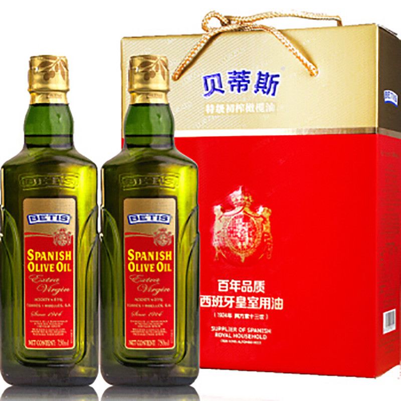 贝蒂斯(BETIS) 特级初榨橄榄油礼盒装 食用油 750ml*2瓶 JH