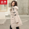 高梵工装羽绒服女中长款2019年新款白鸭绒时尚派克加厚冬外套_1 S 象牙白（A款女）