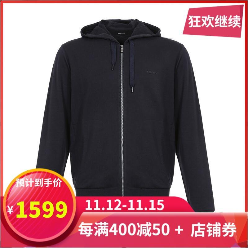 Z Zegna 杰尼亚 男款棉/粘纤连帽运动外套上衣 VT451 ZZ861 B09-海军蓝色 XL