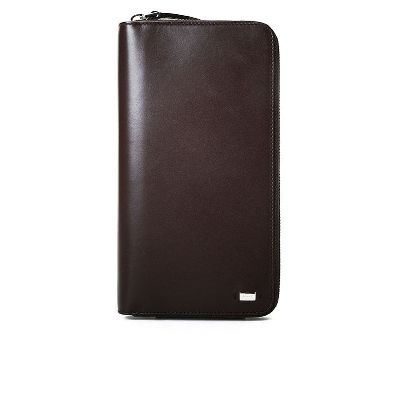 BALLY/巴利 男钱包纯色光滑皮革长款拉链钱夹 6214726 咖啡色