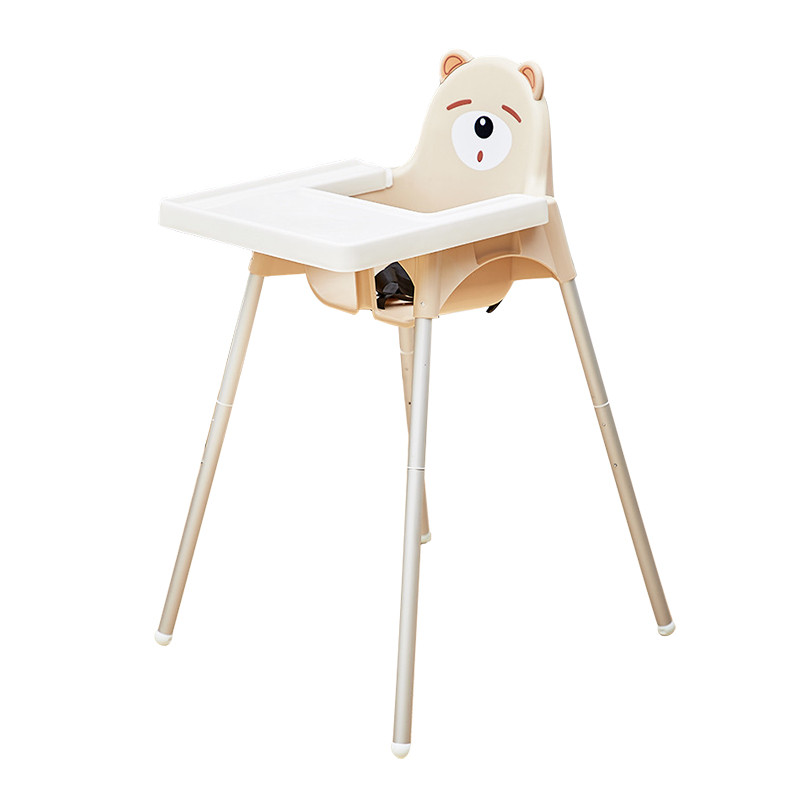 乐的儿童餐椅座椅带餐盘可拆便捷式高度可调节6-36个月 灰熊铝管