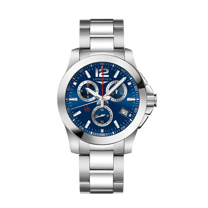 浪琴(LONGINES)瑞士品牌运动系列L3.700.4.96.6运动时尚男士手表41mm男士石英表 蓝盘银带