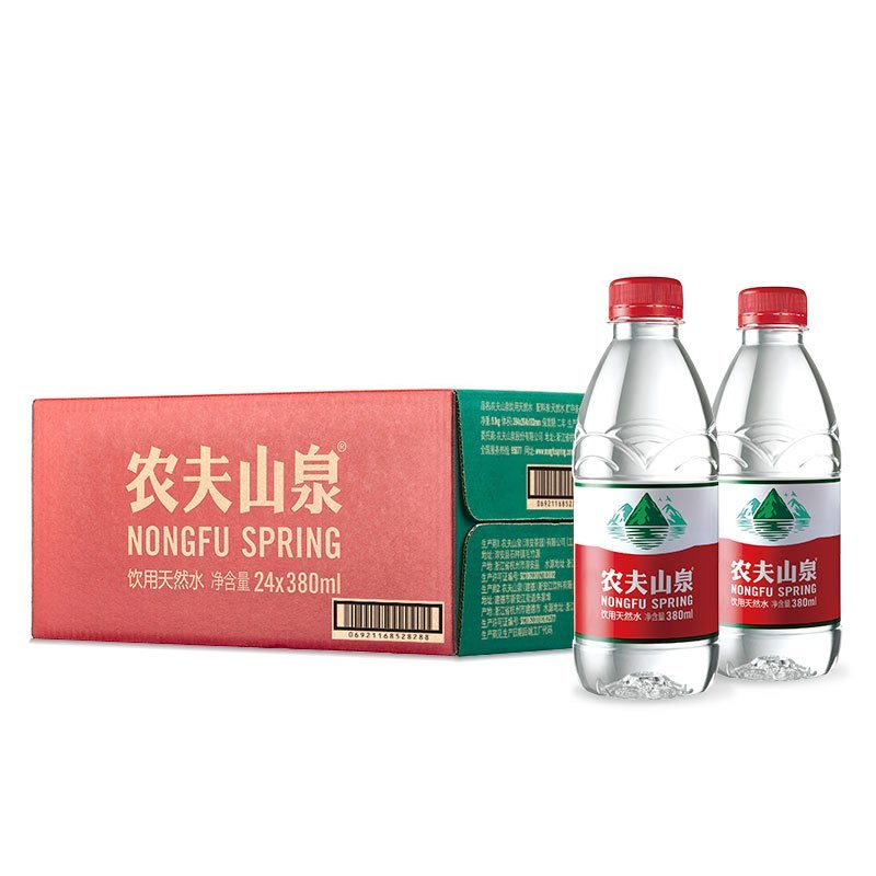 农夫山泉 饮用水 饮用 天然水380ml 1*24瓶 整箱装