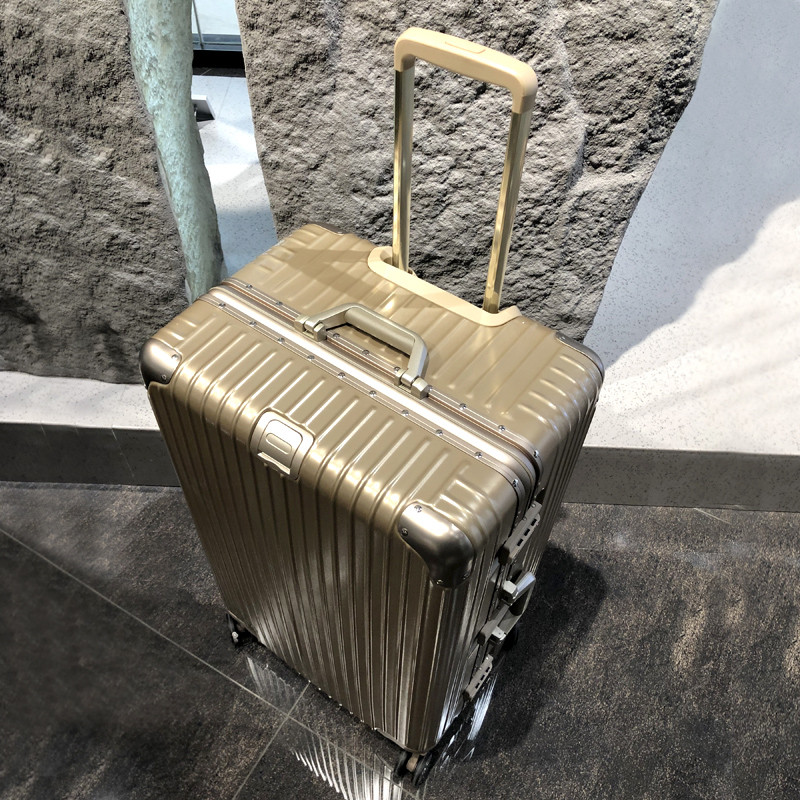 SGG大容量行李箱34寸女韩版运动版加厚铝框拉杆箱万向轮复古旅行箱出国托运箱男商务皮箱超大密码箱硬箱子 34寸 香槟金