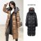 高梵2019新款羽绒服女长款过膝韩版时尚面包服双面穿加厚外套 L 黑色