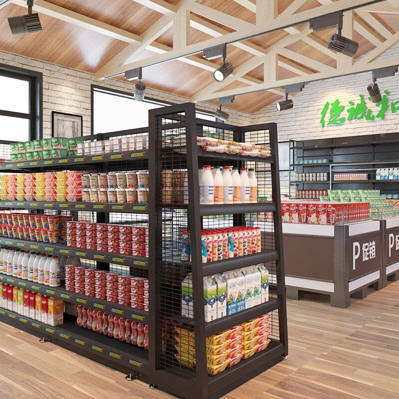 自营新品标灿超市货架展示架商店小卖部便利店零食多层商品食品单面双面置物架子多层_yPNeG2 定制款-订金（联系客服）四层板