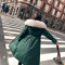 【秀衣记】连帽羽绒棉服女中长款2019冬新款韩版时尚简约大口袋棉袄棉衣 黑色配驼色毛领 L