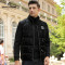 迪伽默 90白鸭绒短款立领针织袖轻薄羽绒服 黑色 XXL