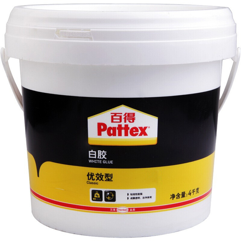 汉高百得（Pattex） 白胶 木工白胶 白乳胶 手工胶 粘接性能强 成膜透明 环保型胶水优效型PXWG4C 4kg