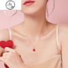 创意红苹果项链女纯银锁骨链潮网红可爱清新平安果吊坠圣诞 苹果项链