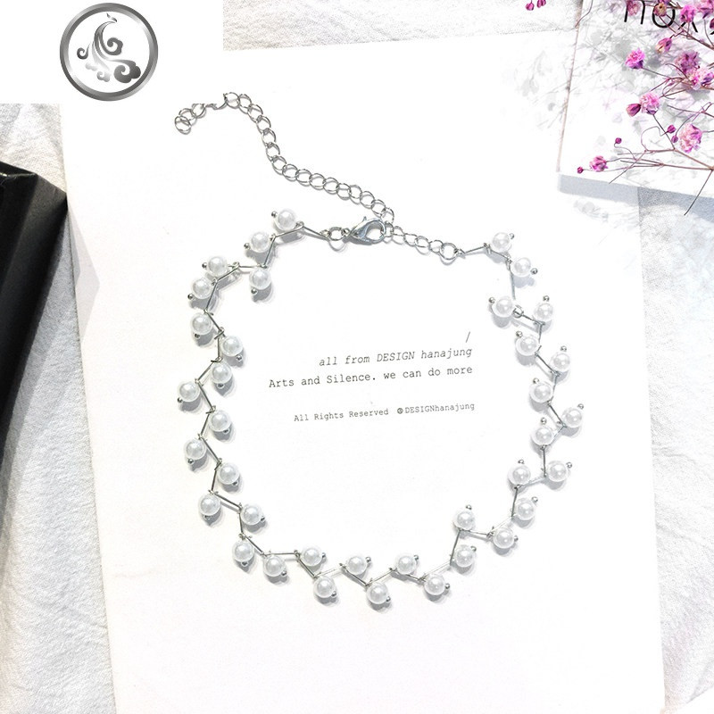 少女choker银色项链简约学生百搭圆球锁骨链性感短款颈链脖子饰品_1 银色珍珠