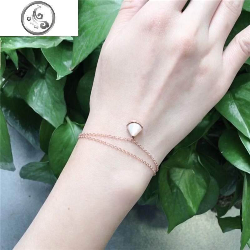 925纯银扇子项链女小红裙子吊坠白红贝母网红扇形锁骨链18k玫瑰金 S925纯银玫瑰金色白贝母手链