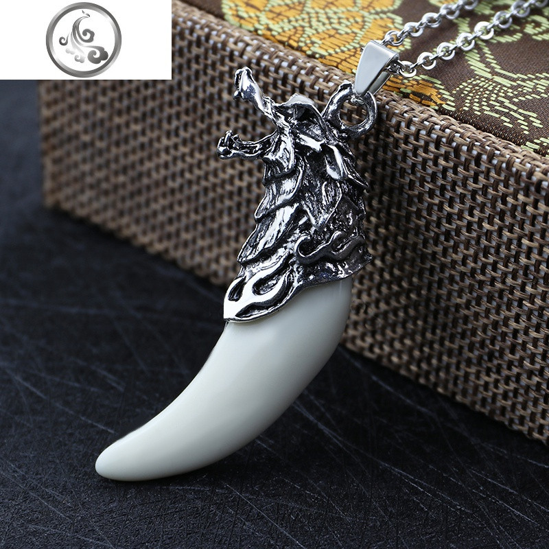 第2件不要钱/银色hiphop嘻哈日韩枫叶吊坠学生简约潮个性男女项链_1 西瓜红狼牙银白牙