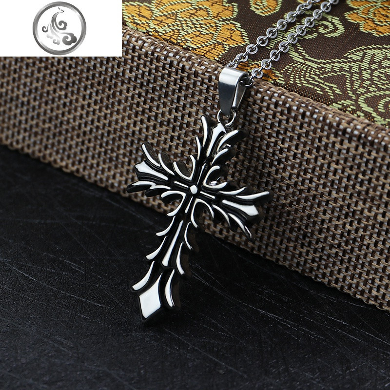 第2件不要钱/银色hiphop嘻哈日韩枫叶吊坠学生简约潮个性男女项链_1 十字菱形