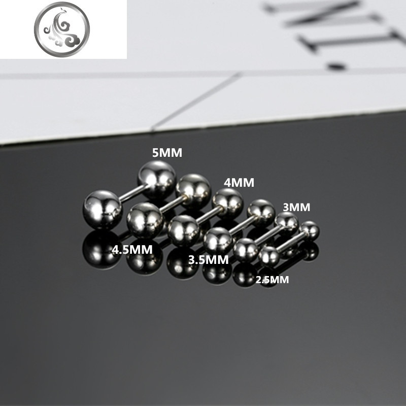 拧螺丝纯银耳钉2019新款潮男生耳骨钉男士耳环女酷帅网红睡觉免摘 拧螺丝纯银耳钉5MM（一对）