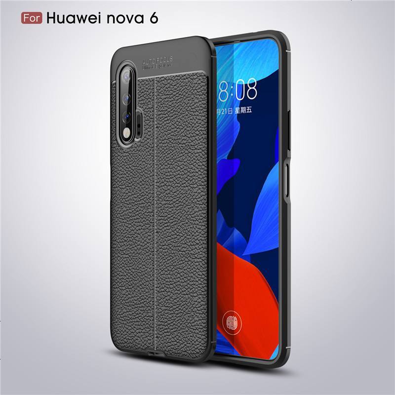 安美宝 华为Nova6手机壳nova6SE手机壳nova 6 防摔皮纹软壳保护套nova6 SE保护壳 nova6黑色