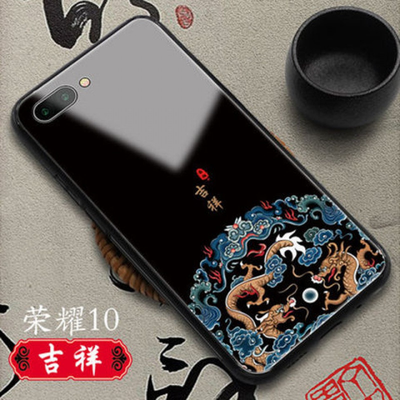 中国风荣耀10手机壳玻璃荣耀20/v10/v20潮牌国潮华为P20/30情侣款_496_22 【吉祥】+送指环扣华为P20pro