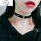 白色PU皮质吊坠铃铛项圈choker女颈带欧美朋克锁骨项链脖子饰品潮 黑色链条爱心