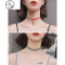 吊坠项链女潮网红气质小众设计锁骨链项圈冷淡风短款颈带脖子饰品_1 28#浅咖啡+爱心