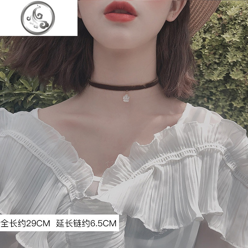 吊坠项链女潮网红气质小众设计锁骨链项圈冷淡风短款颈带脖子饰品_1 3#樱花款