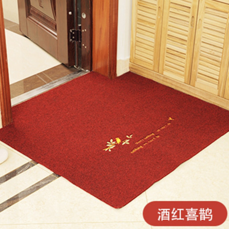 厨房地垫进地垫入户垫卫生间吸水脚垫卧室口地毯玄关垫子_116 0.5x0.8+0.5x1.2厨房装 酒红色喜鹊