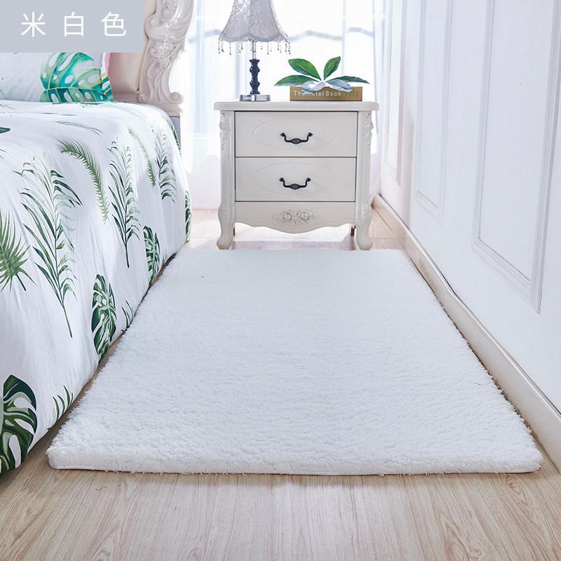 家用地毯卧室床边毯少女心满铺房间网红垫子客厅毛绒床前地垫_911_331 0.8x2米 米白色