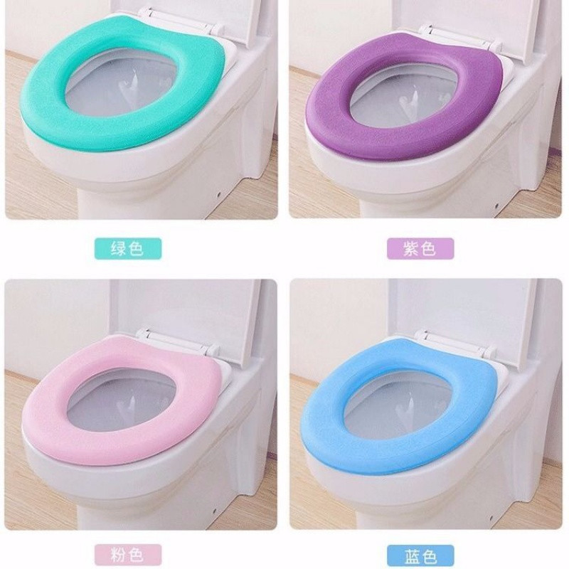 VIERUODIS防水马桶垫EVA可水洗马桶坐垫粘贴式通用防水坐便器垫座厕垫马桶_2 粉+绿（2只装）V型防水垫（赠香包）