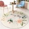 日系风客厅地垫简约素色卧室床边地板垫家用沙发茶几耐脏垫子地毯_2 120x120cm【厚实绒毛】 花杏-晴天