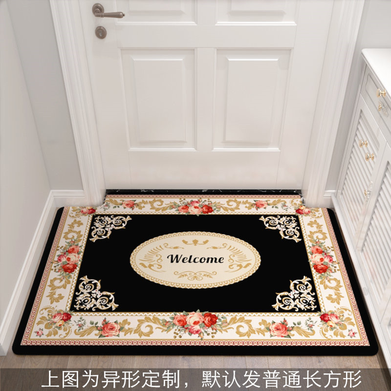 入户地垫垫进踩脚垫子可裁剪口家用欧式客厅厨房地毯卧室_1_187 0.8&times;1.2米（支持裁剪，可定制） 深紫色welcome-黑